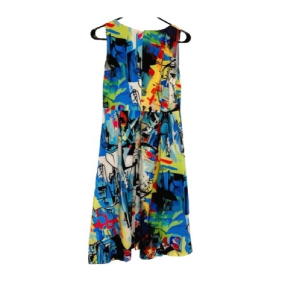 Sucrefas Sleeveless Multicolored A-Line Abstract Geometric Dress - Size Medium - Picture 3 of 10